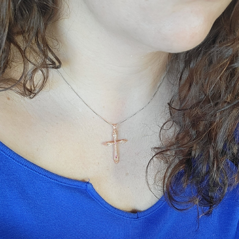 Rose Gold Cross Pendant - Picture 8 of 8